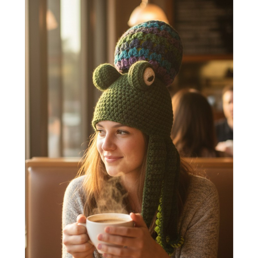 Octopus Handmade Crochet Hat Unisex Cosplay Party Funny Headwear Green